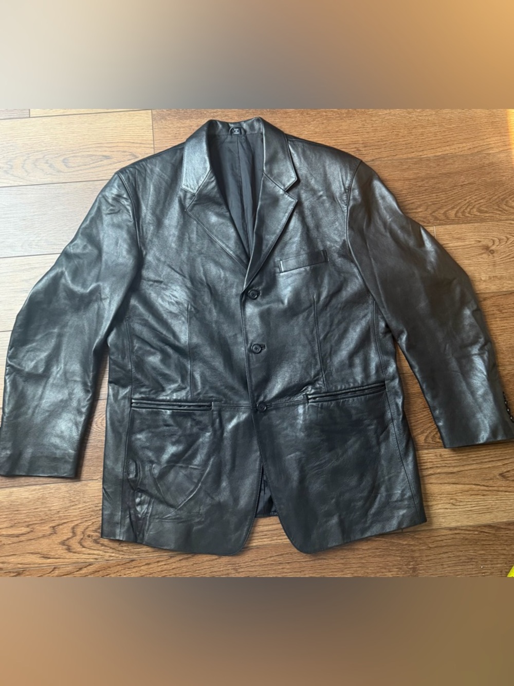 Polo by Ralph Lauren Black‎ Lambs Leather Jacket 42R Flaw read description first